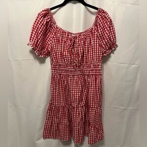 Speed Limit Red Gingham Dress Puff Sleeve Sz XL